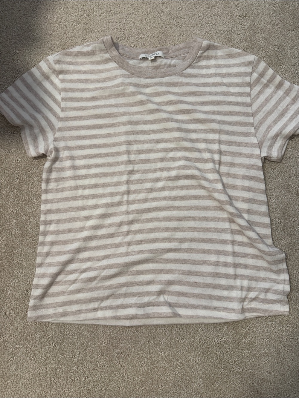 Z Supply Neutral Stripe Short-Sleeve Tee - Beige & White